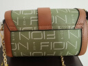 菲安妮（FION）波士顿包锁扣女士包包斜挎包时尚单肩包 母亲节礼物 绿/驼（小款） 实拍图