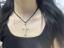 黛菲曼和田玉十字架吊墜男女款保平安玉石玉墜玉佩白玉掛墜項鏈 十字架吊墜_尺寸48_30_8MM(黑繩） 曬單實(shí)拍圖