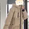 雪中飛 SNOW FLYING中長款羽絨服女士2024新款保暖連帽運動休閑過膝寬松冬季加厚外套 卡其色 S (155) （115斤以內(nèi)） 曬單實拍圖