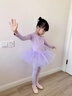 舞東方舞蹈服兒童女春夏短袖芭蕾舞裙女孩幼兒中國舞跳舞衣服女童練功服 淺紫色（長袖） 130 (身高120-130厘米) 曬單實拍圖