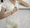 Mom Jane哺乳短袖t恤孕婦上衣春秋薄款免穿內衣產(chǎn)后喂奶月子服家居服睡衣 白印小熊-附贈罩杯-天絲莫代爾 XL 曬單實(shí)拍圖