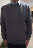 阿仕頓（ARTSDON）假兩件針織衫男秋季新款中年男士商務(wù)休閑翻領(lǐng)含綿羊毛爸爸裝上衣 深灰色 175【建議130斤-150斤】 曬單實(shí)拍圖