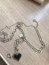 驕鹿輕奢黑色馬賽克愛(ài)心像素桃心雙層疊帶項鏈ins冷淡風(fēng)嘻哈吊墜潮 love雙層黑色愛(ài)心項鏈 曬單實(shí)拍圖