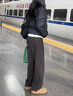 孕尚孕婦褲秋冬外穿寬松休閑直筒褲全孕期托腹運動(dòng)褲加絨加厚衛褲春季 深灰【春秋款】 L【建議110～130斤】 曬單實(shí)拍圖