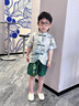 勤度一周歲生日禮物男孩衣服周歲禮服男寶寶夏季中式洋氣唐裝男童風漢 綠色 100(100) 曬單實拍圖