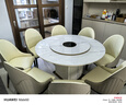 杰格森（JERGUSON FURNITURE） 輕奢亮光巖板伸縮餐桌椅組合多功能電磁爐火鍋一體現代圓形飯桌 1.35/1.7米-【亮光巖板面】+8椅 曬單實(shí)拍圖