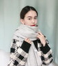 宸勁佰圍巾女冬保暖羊毛披肩加寬柔軟超大秋冬季學(xué)生圍脖套頭百搭款騎車 淺灰色 曬單實拍圖