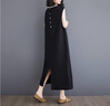 蘑菇同學(xué)背心連衣裙女夏季2025新款氣質(zhì)長裙女棉麻拼色圓領(lǐng)后開叉無袖 黑色  L 建議110-125斤 曬單實(shí)拍圖