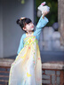 年衣童裝女童漢服2025春新款超仙古裝古風唐裝連衣裙兒童中式演出服 星藍 120 曬單實拍圖