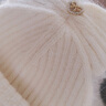 聽風(fēng)說兔毛保暖針織帽蝴蝶結(jié)優(yōu)雅毛線帽子貓耳朵帽子顯臉小高品質(zhì)加厚 白色 彈力帽圍 曬單實(shí)拍圖