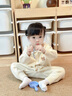 幼歌（YOUGE）嬰幼兒秋季新款甜美手工鉤花舒適爬服綿柔細(xì)膩連體衣潮 米杏 80cm 曬單實(shí)拍圖