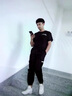 VACK 夏季休閑褲男士九分褲男潮牌修身小腳男生束腳褲男裝工裝褲男褲 黑色普通 XL 曬單實(shí)拍圖