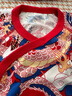 長(cháng)命富貴滿(mǎn)月服新生嬰兒包屁衣男寶寶百日百天百歲宴服裝抓周一周歲禮服女龍行龘龘紅-短袖薄款73cm 曬單實(shí)拍圖