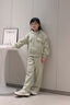 G.DUCKKIDS大童女春季衛(wèi)衣套裝少女學(xué)院風運動褲子青少年初中生中學(xué)生兩件套 灰綠套裝 150 曬單實拍圖
