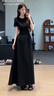 GARNUO法式赫本風(fēng)黑色連衣裙子女夏季2025新款高級(jí)感禮服裙氣質(zhì)收腰長裙 黑色【短袖長款】 M 【101-110斤】 曬單實(shí)拍圖