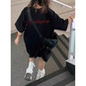 純棉美式復古字母印花短袖t恤女夏季寬松設計感半袖上衣潮牌高街 黑色【純棉重磅】 L （100-120斤） 曬單實(shí)拍圖