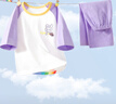 纖絲鳥(niǎo)兒童睡衣夏季薄款男女童家居服套裝透氣舒適中小童衣服 彩虹小兔 曬單實(shí)拍圖