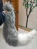 蓬源玩具furry獸裝尾巴 大號(hào)長(zhǎng)毛狐貍尾巴狼尾毛絨獸耳獸尾cosplay飾品 長(zhǎng)毛狐尾白加灰 均碼(長(zhǎng)度約70cm) 曬單實(shí)拍圖