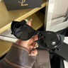 YSL太陽鏡女樸彩英同款窄框個性貓眼SL M115板材遮陽墨鏡女 002-黑金色 54-20-140 曬單實拍圖