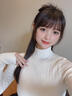 香影半高領針織內搭打底衫女2024年秋季新款顯瘦修身長袖套頭上衣 米色 S 曬單實拍圖