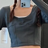 lululemon丨Waist-Seamed Nulu?女士腰部縫線(xiàn)長(cháng)袖T恤 LW3HVRS 橫越灰色 M /8 曬單實(shí)拍圖
