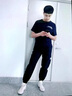 VACK 夏季休閑褲男士九分褲男潮牌修身小腳男生束腳褲男裝工裝褲男褲 黑色普通 XL 曬單實(shí)拍圖