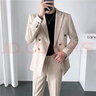 布知凡幾雙排扣西裝男士春秋季西服套裝兩件套新郎婚禮結(jié)婚定制主持人禮服 黑色[三件套] XL 曬單實(shí)拍圖