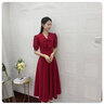 塞德勒（SAIDELE）敬酒服小個子新娘平時可穿日常回門訂婚連衣裙紅色禮服女夏季法式 酒紅色 XL (建議116-125斤) 曬單實拍圖