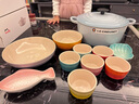 酷彩（Le Creuset）進口琺瑯鍋鑄鐵22/24/26cm圓形鍋湯鍋燜蒸燉煮鍋燉鍋煲湯微壓鍋 【3-5口之家】水晶藍 24cm 曬單實拍圖