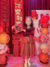富羅迷女童連衣裙冬季加厚保暖網(wǎng)紗禮服裙兒童紅色新年冬裝 紅色 150cm  曬單實(shí)拍圖