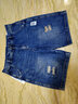 雪沐蓉 破洞牛仔短褲女夏季寬松5分褲學(xué)生顯瘦直筒中褲女潮五分褲子 深藍色 32 曬單實(shí)拍圖