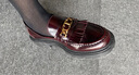 托德斯（TOD'S ）新品 女士半高光流蘇T形鏈條飾扣樂(lè )福鞋厚底鞋 XXW08J0GF80SHA R810 酒紅色 38 曬單實(shí)拍圖