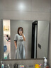 百家好/百家好圓領(lǐng)顯瘦T恤裙女2024夏季新款高腰捏褶連衣裙 灰色 M 曬單實(shí)拍圖