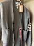 湯姆 布朗（THOM BROWNE）【七夕禮物】送女友女士棉質4條紋V領針織開襟衫 曬單實拍圖