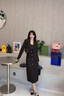 她芙（tafu）品牌女裝西裝連衣裙套裝女2025春秋新款法式復古氣質(zhì)修身顯瘦裙子 黑色 M 曬單實(shí)拍圖