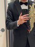 妙奕嘉結婚領結男伴郎新郎紅色蝴蝶結男士兒童男童領結黑色正裝西裝領結 領結【黑色細紋】 曬單實拍圖