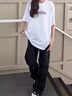 迪伽達(dá)美式高街黑色鉚釘褲子男春秋夏季傘兵沖鋒工裝直筒寬松垂感休閑褲 LRB-K89黑色 XL 曬單實(shí)拍圖