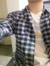 楠笙記 格子襯衫男潮牌男生襯衣港風(fēng)寬松襯衣初中生褂子外搭小外套帥氣 深藍款 2XL 曬單實(shí)拍圖