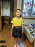 卡兔藍(lán)貓（KATULANMAO）童裝女童夏裝套裝兒童短袖露肩T恤短裙子時髦休閑兩件套女孩衣服 黃色 160碼建議身高150cm 曬單實拍圖