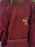 圍裙長(cháng)袖家用廚房男倒褂純棉韓版可愛(ài)全身帶袖子女大人工作服圍裙 小酒杯條紋長(cháng)袖醬紅 曬單實(shí)拍圖
