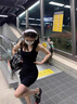 嘉麗薇連衣裙女夏季新款性感包臀裙外穿背心吊帶打底裙中長款后媽裙 黑色 XL （105-115斤） 曬單實(shí)拍圖