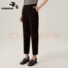 哥弟（GIRDEAR）女裝松緊腰休閑煙管九分奶奶正裝西褲女1100455 黑 2XL (6碼) 曬單實拍圖