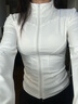 易茶防曬速干衣運動(dòng)外套女緊身鍛煉瑜伽服長(cháng)袖拉鏈開(kāi)衫跑步健身服夏季 象牙白-WT598 XL (110-120斤) 曬單實(shí)拍圖