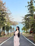 閃動(dòng)少女（SHANDONGSHAONV）別致獨特的裙子收腰2022秋季新款珠光粉霧海光澤感連衣裙早秋新款 珠光粉 【收藏關(guān)注店鋪優(yōu)先發(fā)貨哦】 S （建議80-95斤） 曬單實(shí)拍圖