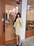 AD通勤外套連衣裙兩件套春裝女新款西裝套裙時(shí)尚主持人正裝 黃色西裝 S 曬單實(shí)拍圖