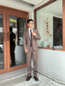 吉約蒙西服套裝男商務(wù)休閑西裝職業(yè)正裝修身棕色新郎結(jié)婚禮服西裝套裝 砂陶棕【上衣+褲子】 50 曬單實(shí)拍圖