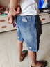 NASA RHUDE夏天男士牛仔短褲休閑短褲潮流破洞七分褲男夏季牛仔褲男裝褲子 淺藍 3XL 曬單實(shí)拍圖