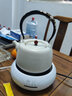 陶臣（TAOCHEN）手工陶壺日式陶瓷煮茶燒水壺家用電陶爐泡茶器耐熱茶壺提梁陶壺套裝 白色有利壺+鼓型白色電陶爐 曬單實(shí)拍圖