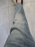 EGMO破洞牛仔褲男春秋款潮牌男裝九分休閑長(cháng)褲子2022冬季款寬松直筒 HLK-8626藍色 36 曬單實(shí)拍圖