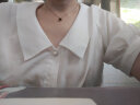 欧莎（OSA）【丝滑般光泽凉爽】短袖雪纺衬衫女士上衣设计感小众衬衣夏季新款 白色 L 实拍图